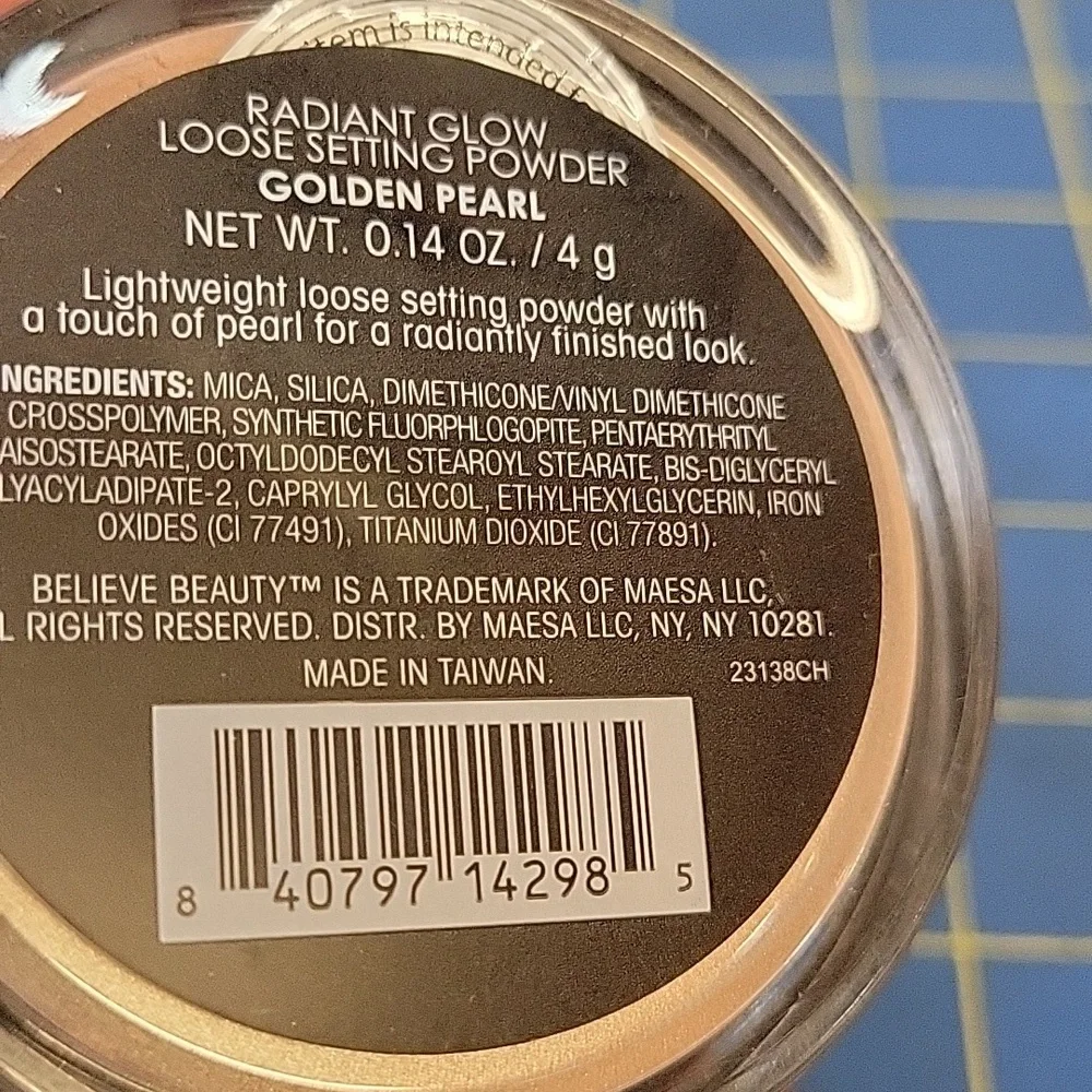 Believe Beauty Loose Setting Powdee Golden Pearl New 4g Jar